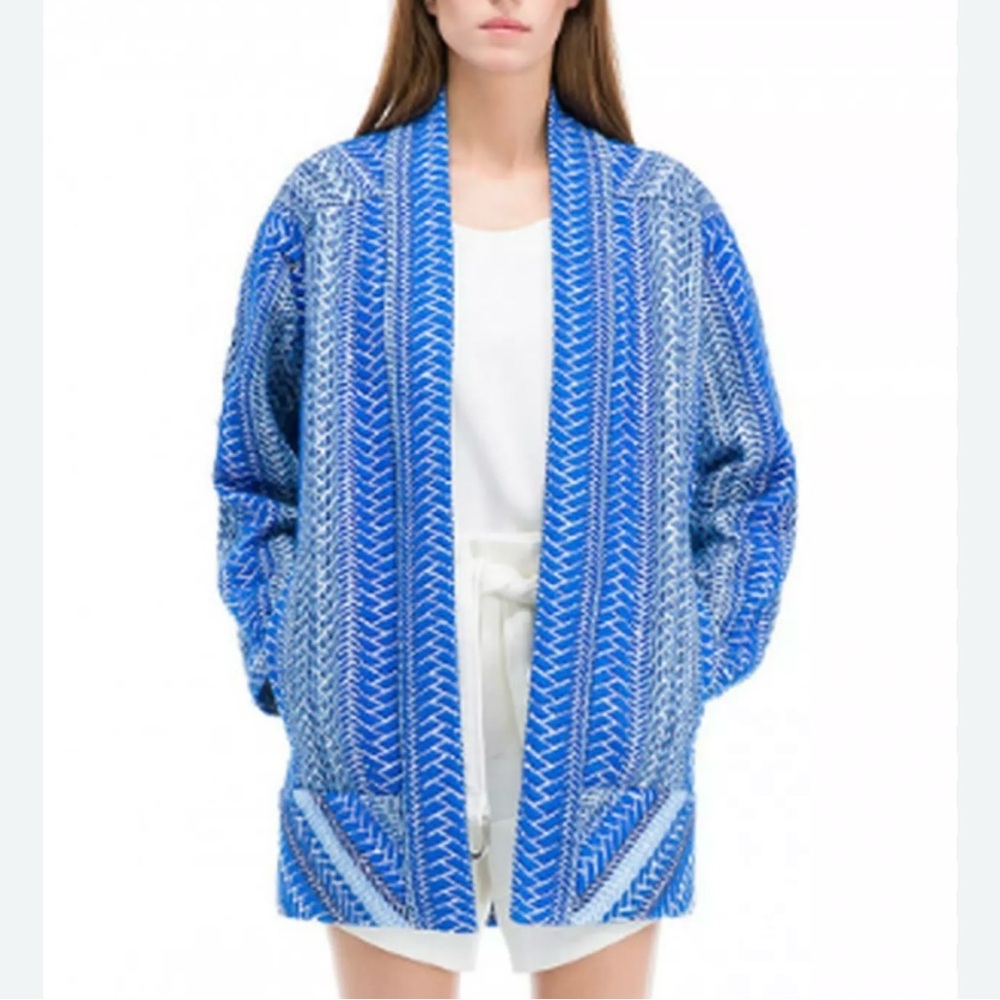 IRO Otomar Jacket Blue and White Patterned design size 38 see chart for size